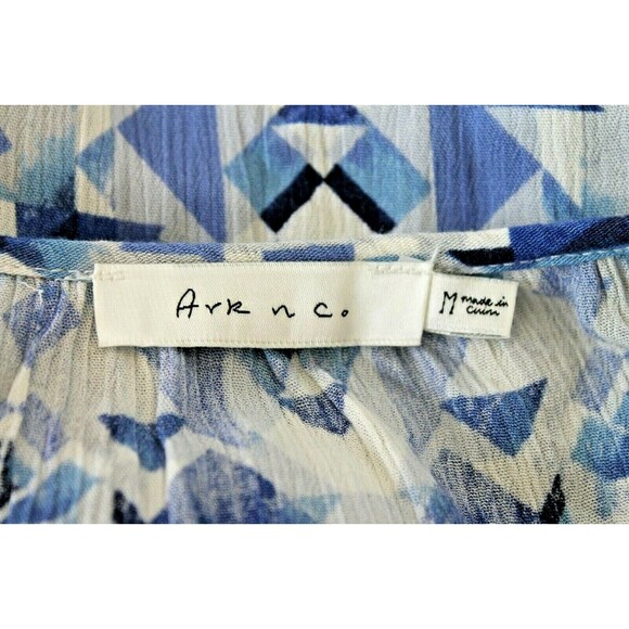 Ark NC Bohemian Romper Blue Geometric Off Shoulder Shorts One Piece Size M - Picture 4 of 5